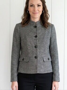 Talbots Blazer Size 6 Gray Business Office Siren Secretary Old Money